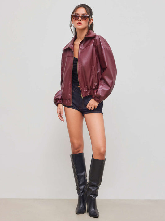 Bree Vegan Leather Bomber Jackets