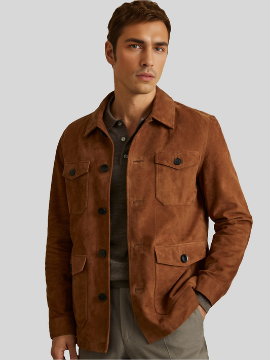 Men suede leather jacket 