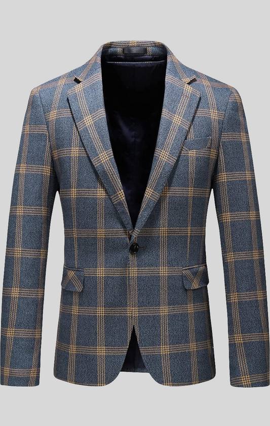 Slim fit men plaid blazer