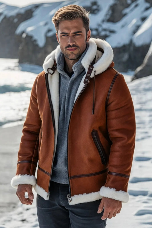 DERULO HOODED SHEEPSKIN JACKET