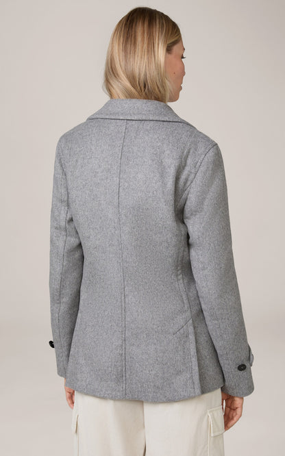 Wool-Blend Caban Jacket with Cashmere in Grey Marl