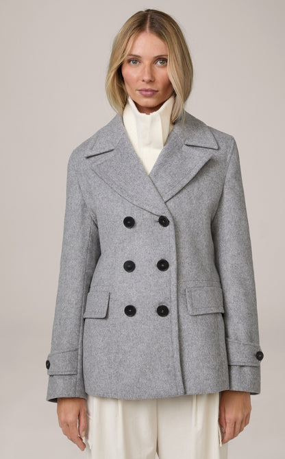 Wool-Blend Caban Jacket with Cashmere in Grey Marl