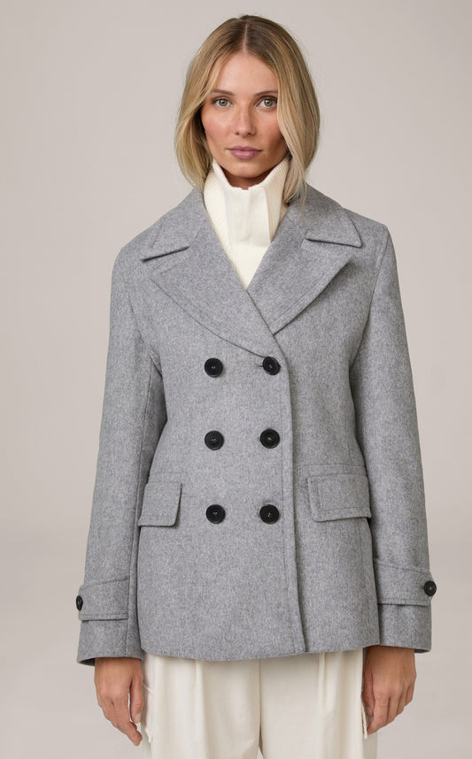 Wool-Blend Caban Jacket with Cashmere in Grey Marl