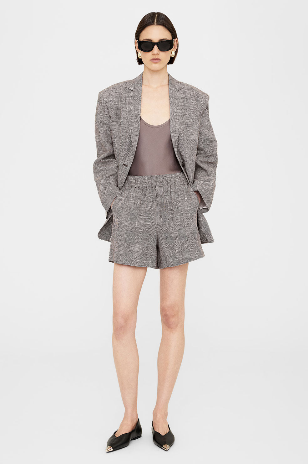 Lynn plaid blazer gray