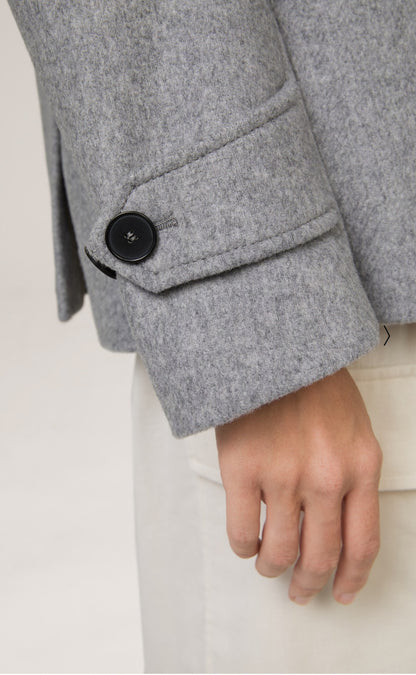 Wool-Blend Caban Jacket with Cashmere in Grey Marl