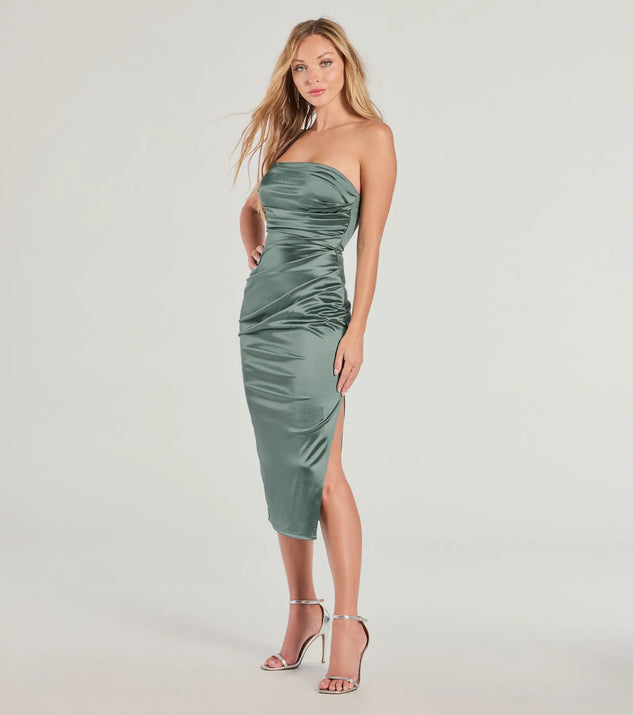 Luxe Dream Strapless Satin Midi Dress