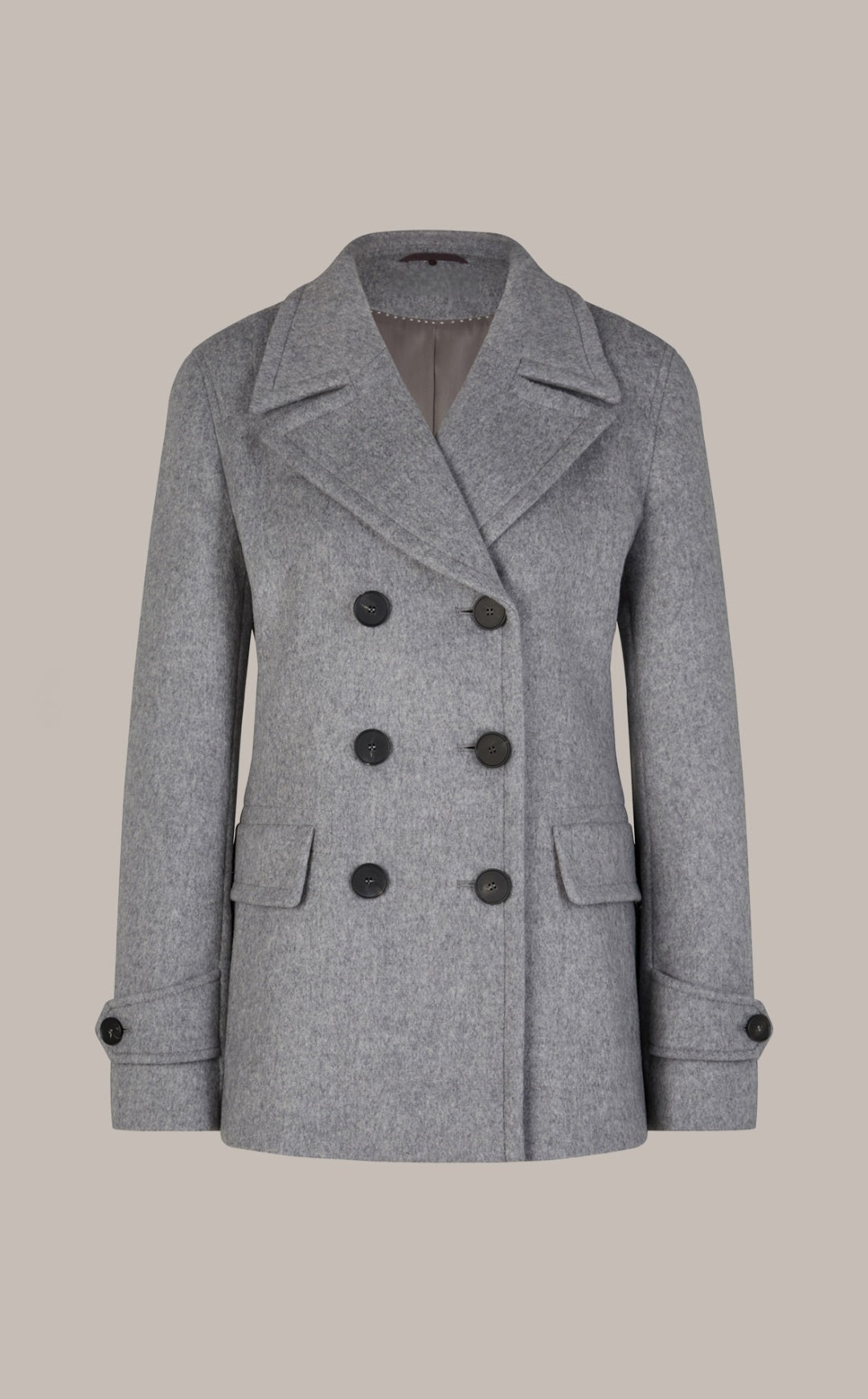 Wool-Blend Caban Jacket with Cashmere in Grey Marl